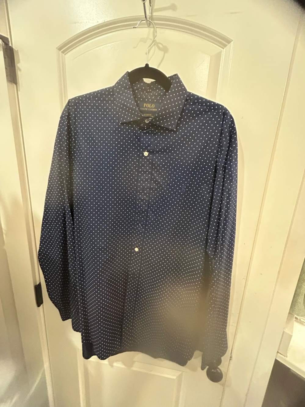 Ralph Lauren Navy Blue Micro Dot Dress Shirt